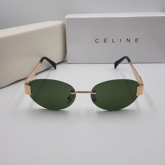 CELINE triomphe doré vert + pochette à bandoulière