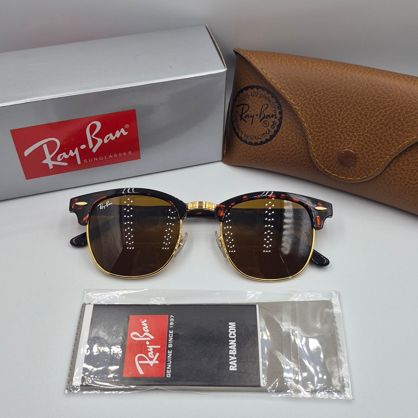 RAYBAN Clubmaster RB-3016 doré marron havane