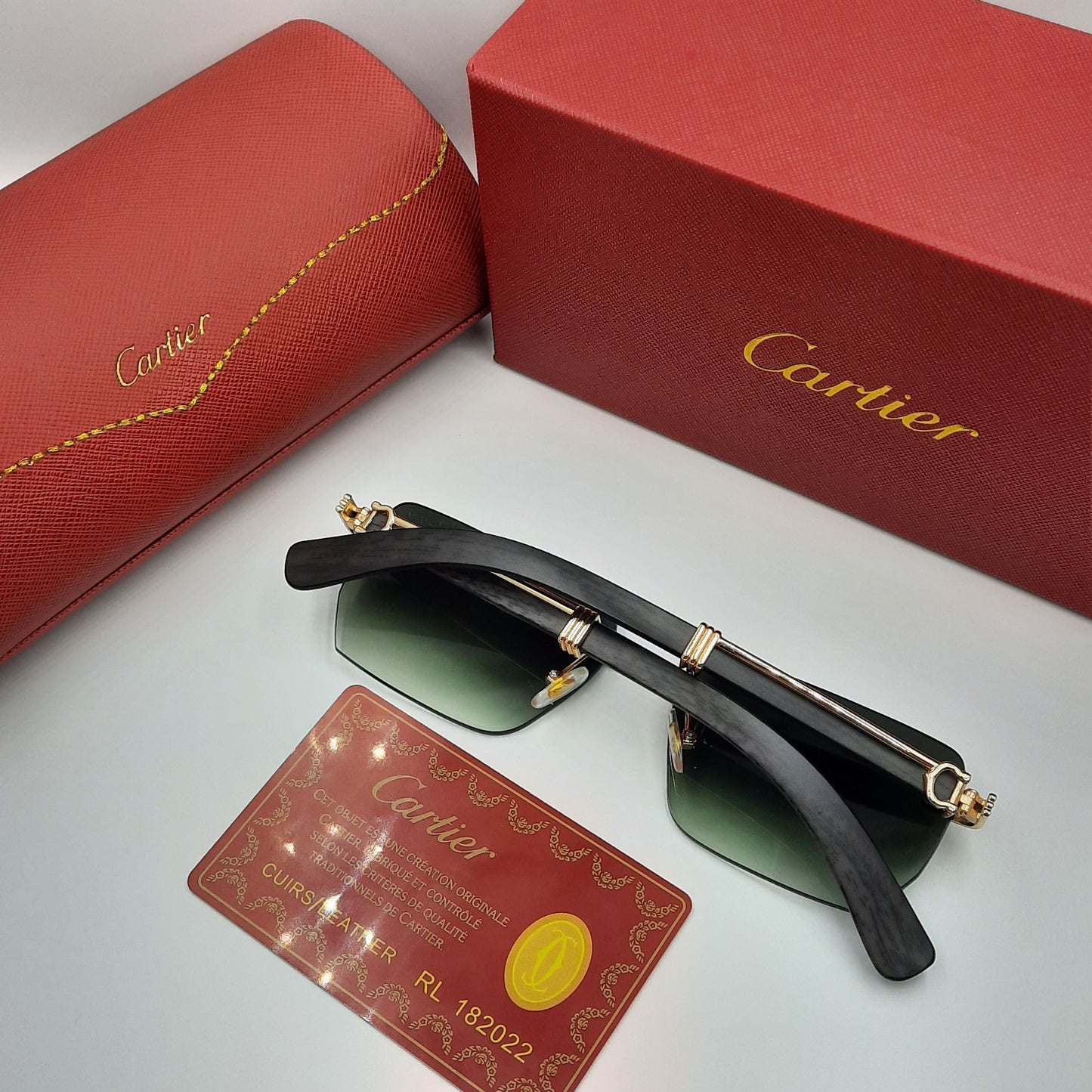CARTIER percée doré vert wood