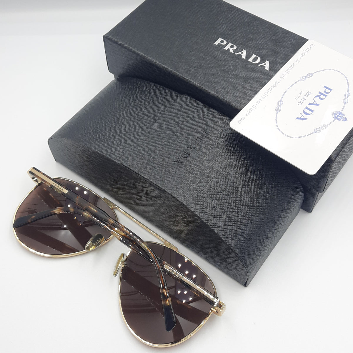 PRADA luxe doré marron havane