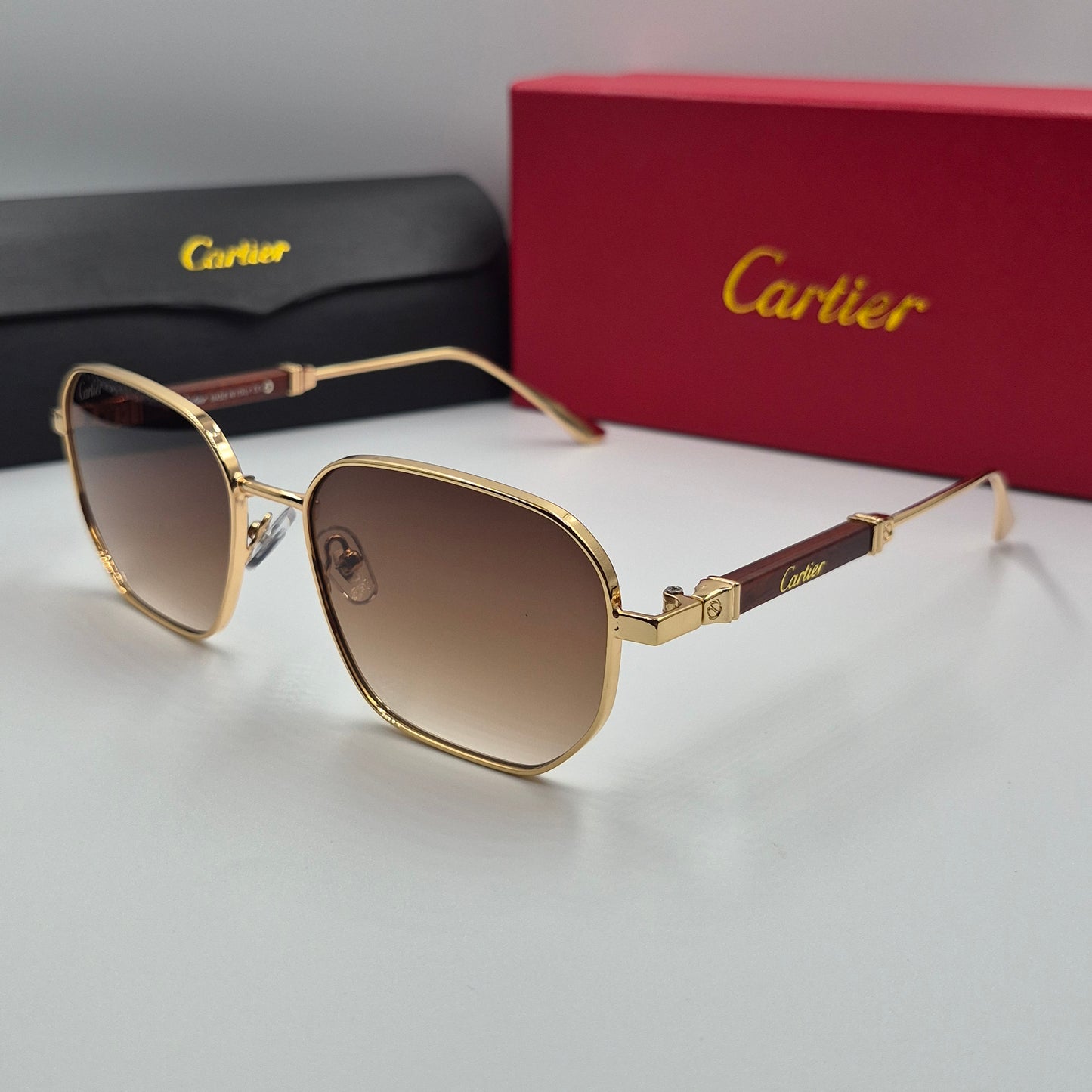 CARTIER luxe metal bois doré marron