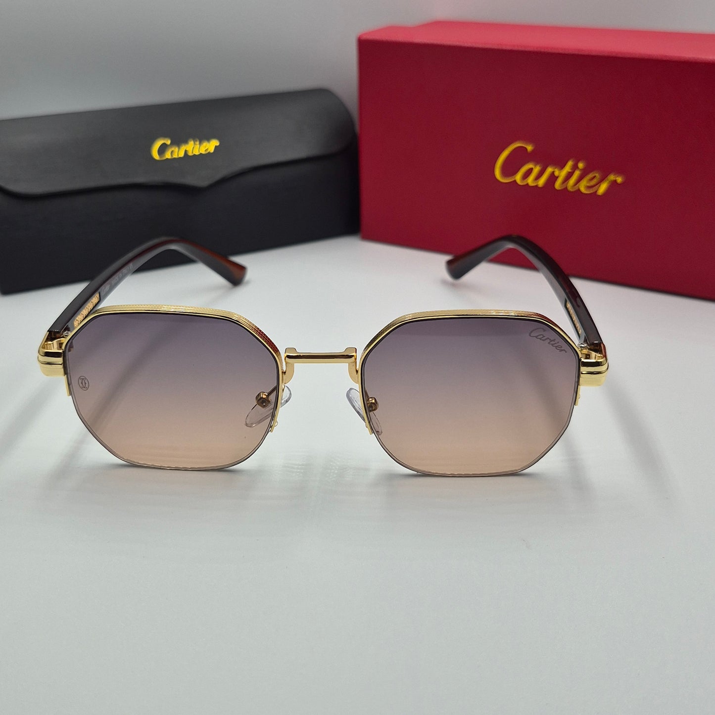 CARTIER semi percée doré marron