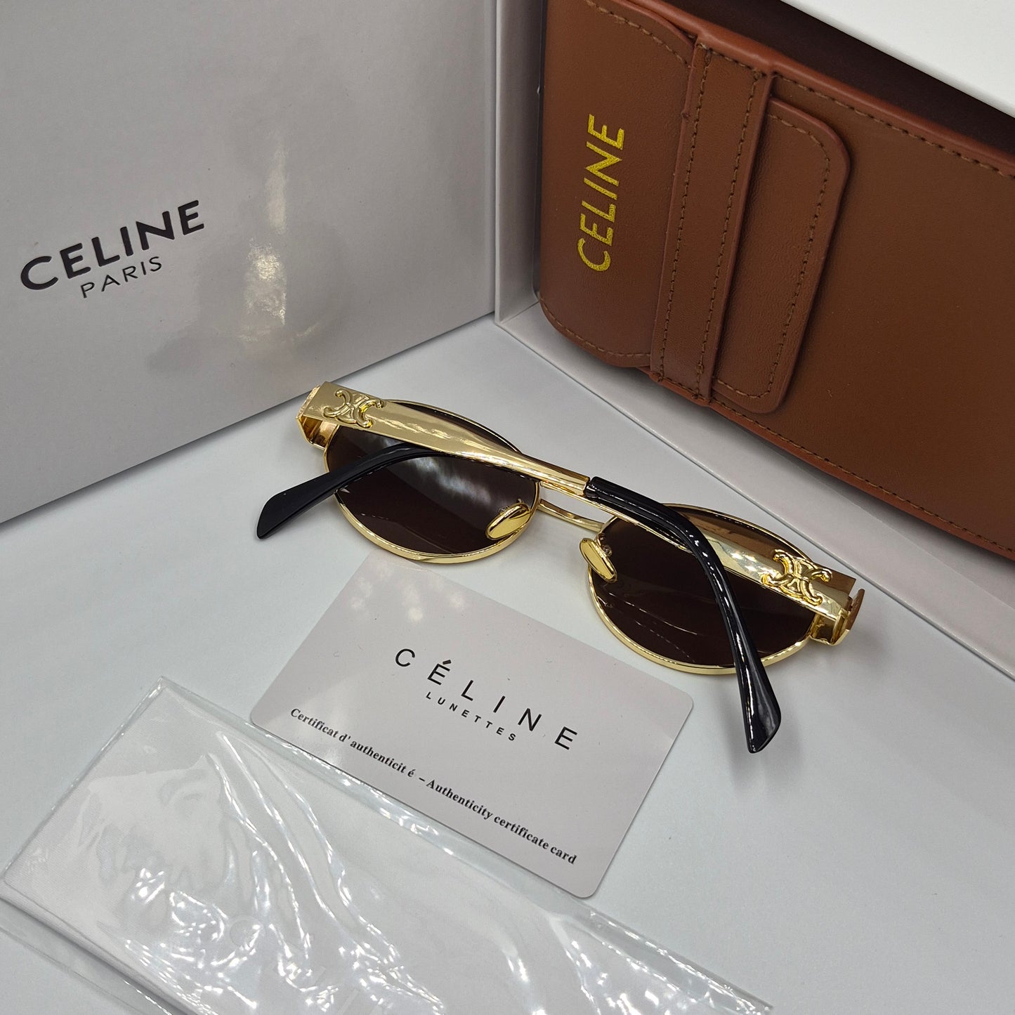 CELINE triomphe doré marron