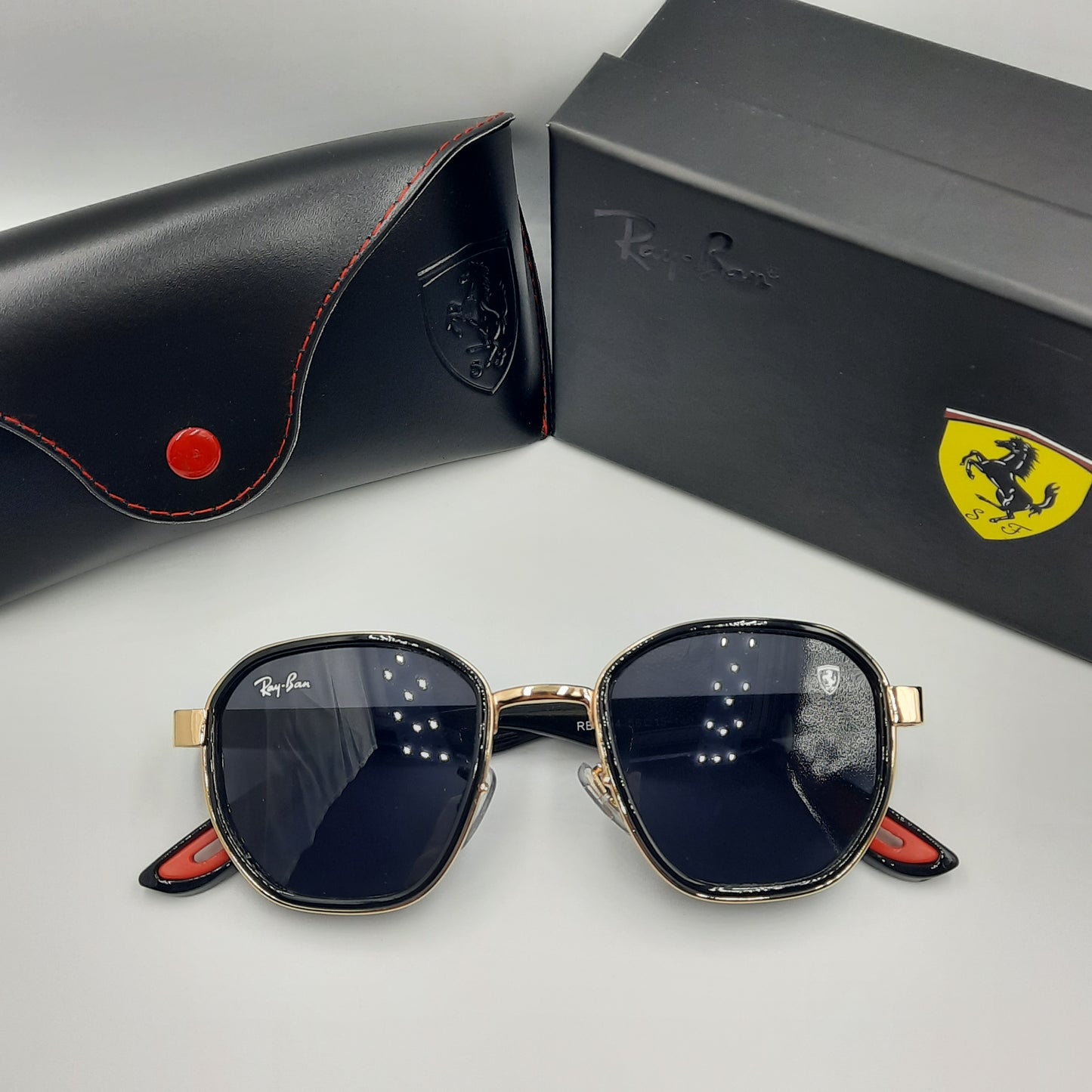 Rayban ferrari noir rouge doré