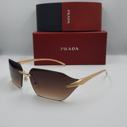 PRADA rimless doré marron