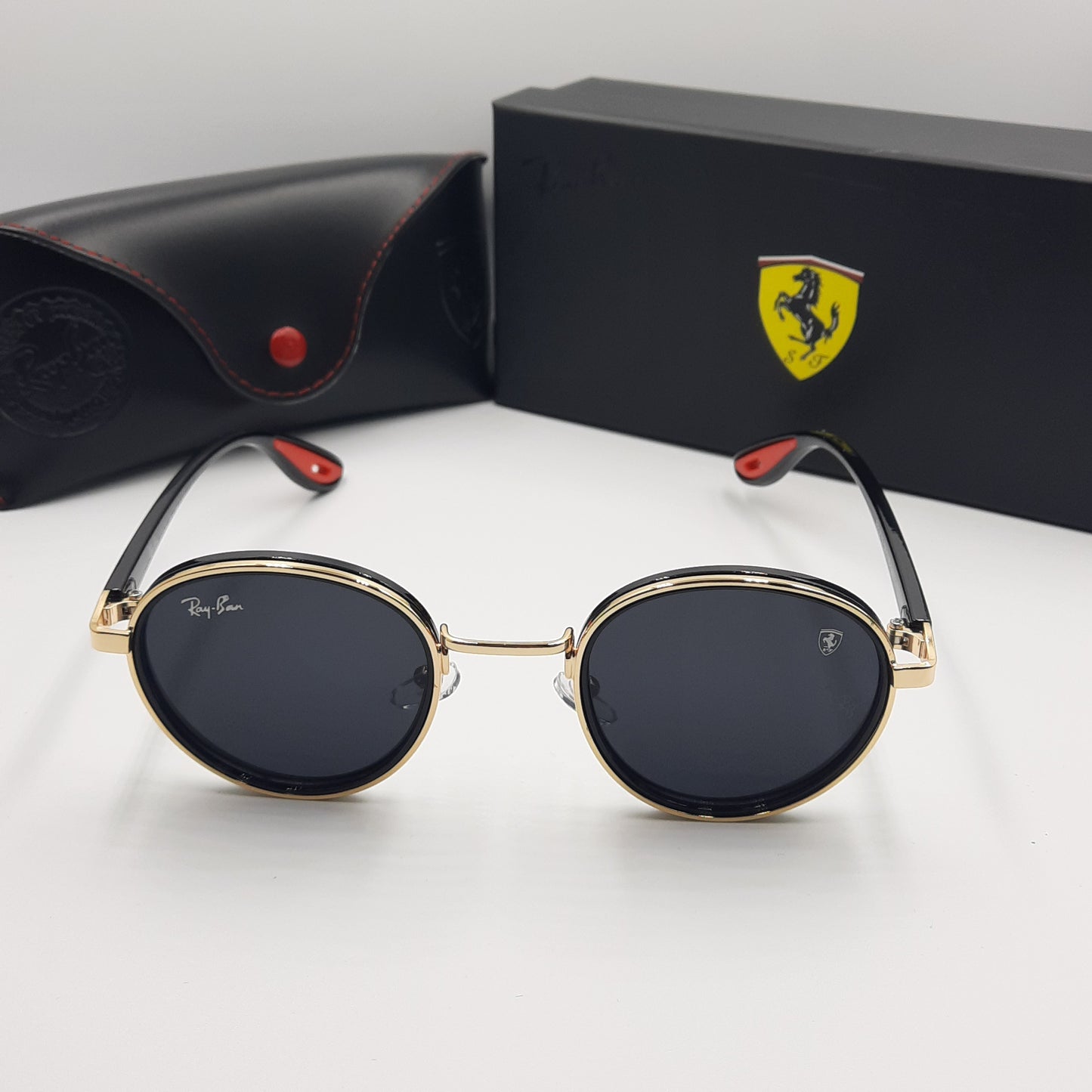 Rayban ferrari doré rouge noir