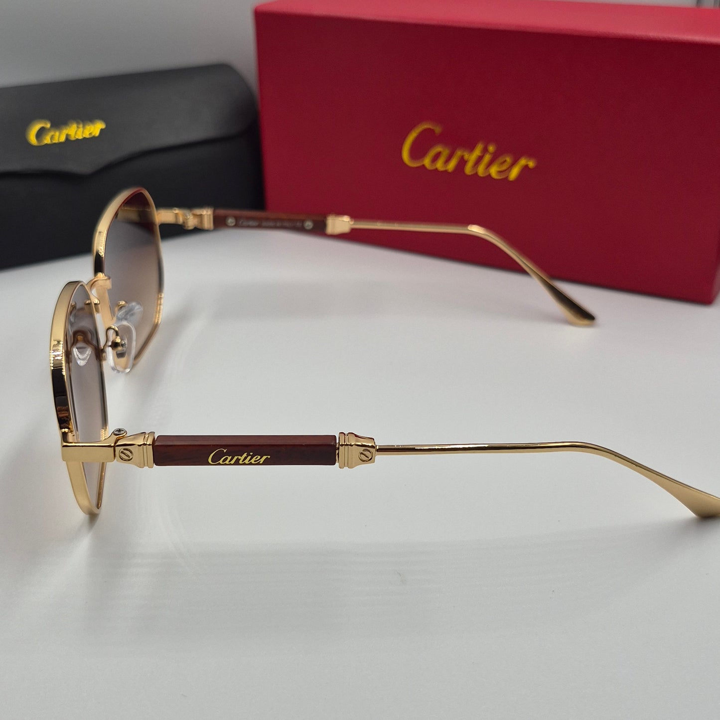CARTIER luxe metal bois doré marron