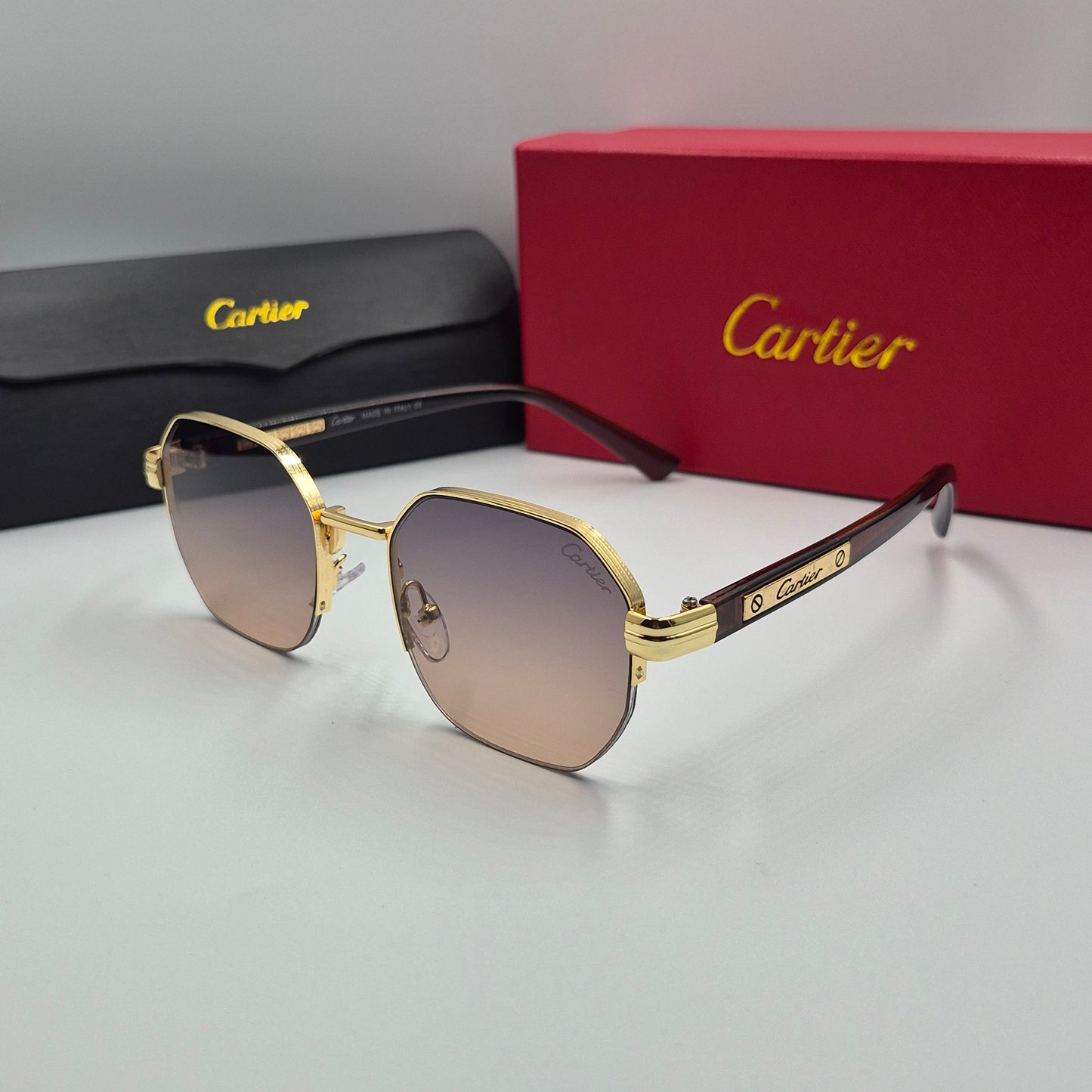 CARTIER semi percée doré marron