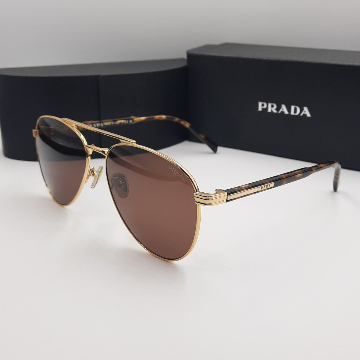 PRADA luxe doré marron havane