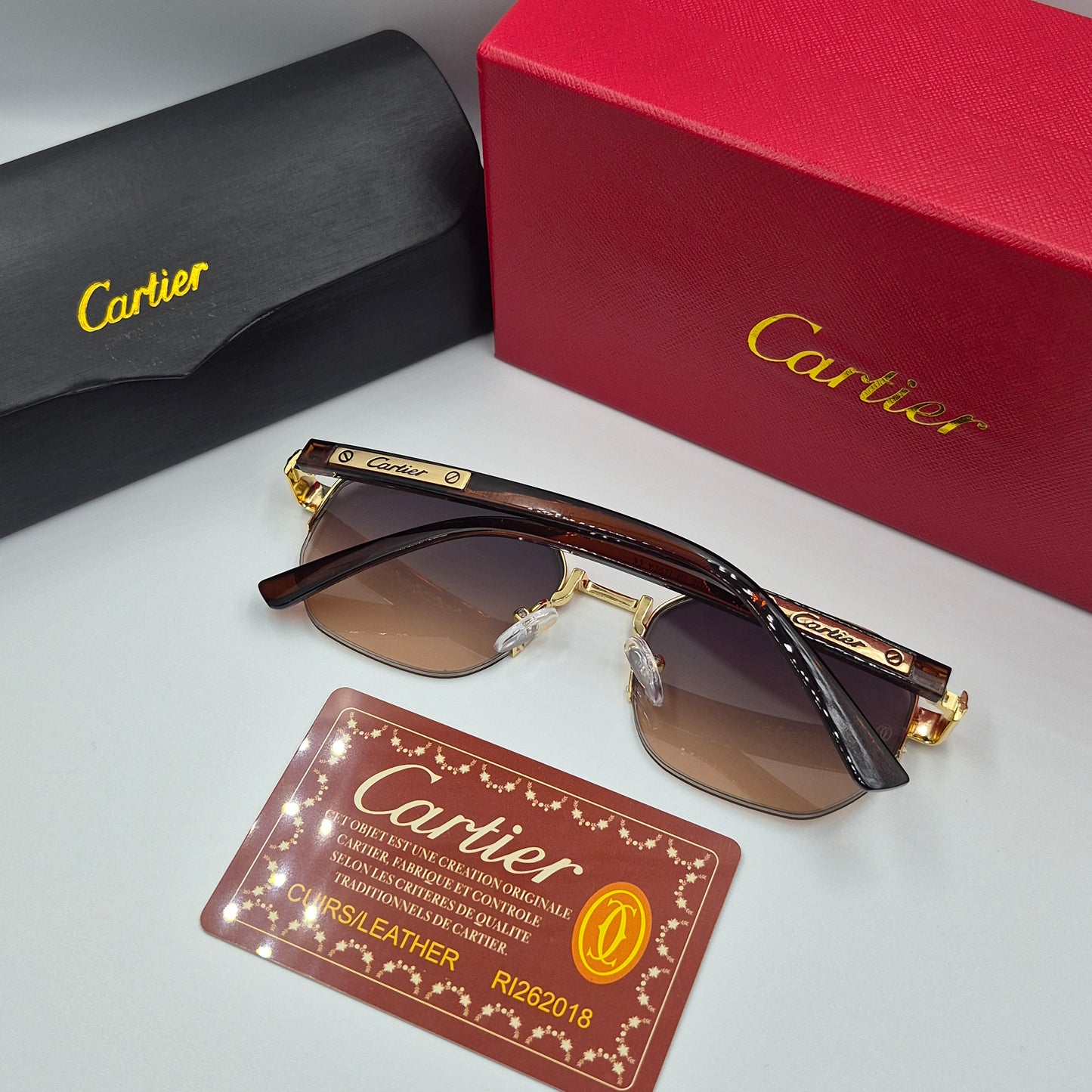 CARTIER semi percée doré marron