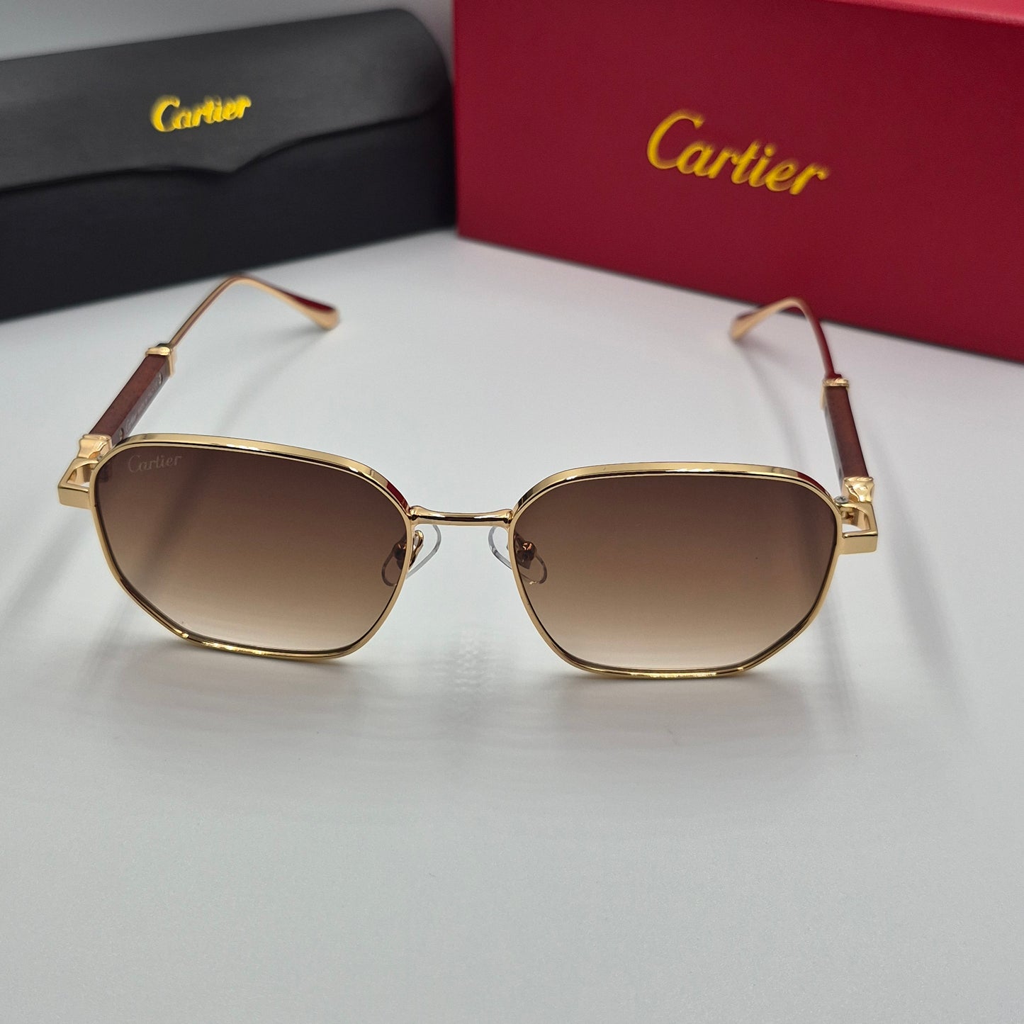 CARTIER luxe metal bois doré marron