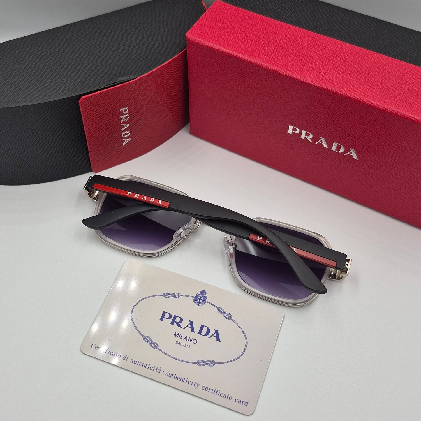 PRADA noir argent rouge trnsp flexible