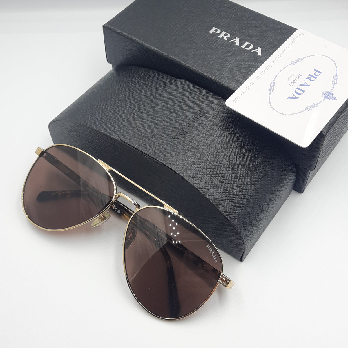 PRADA luxe doré marron havane