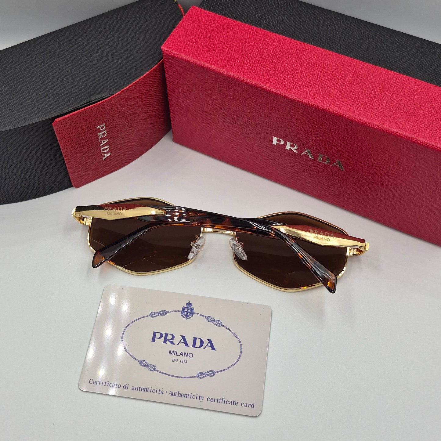 PRADA luxe doré marron havane