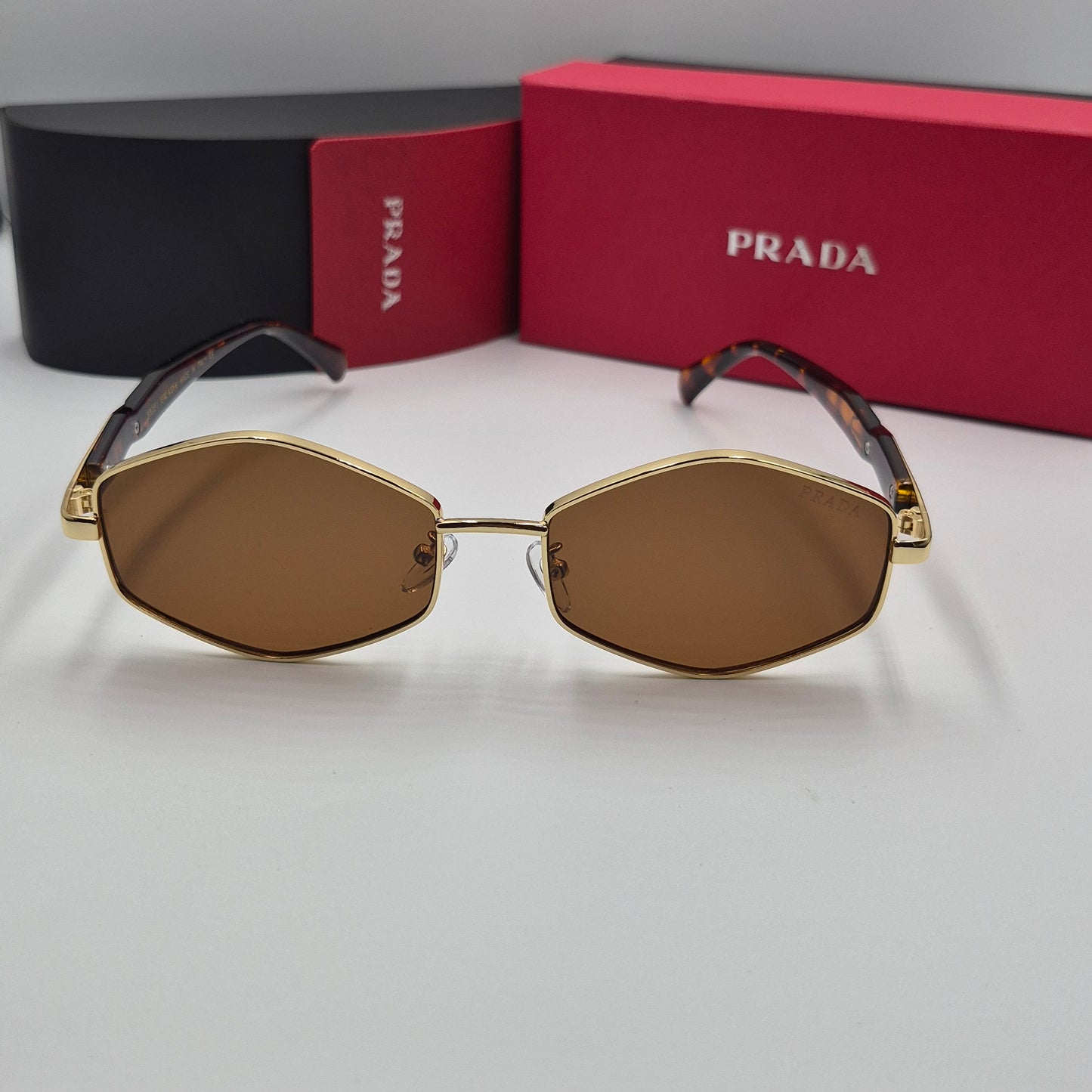 PRADA luxe doré marron havane