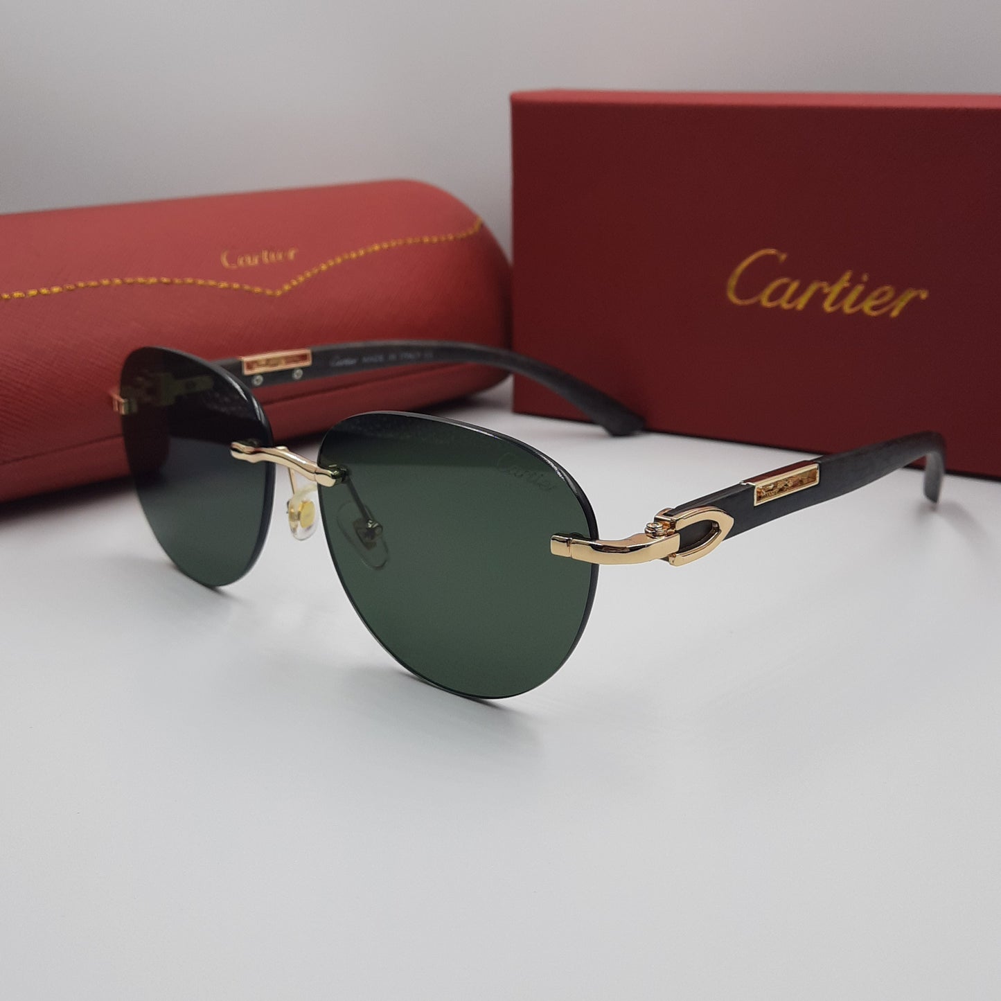 CARTIER percée doré vert wood